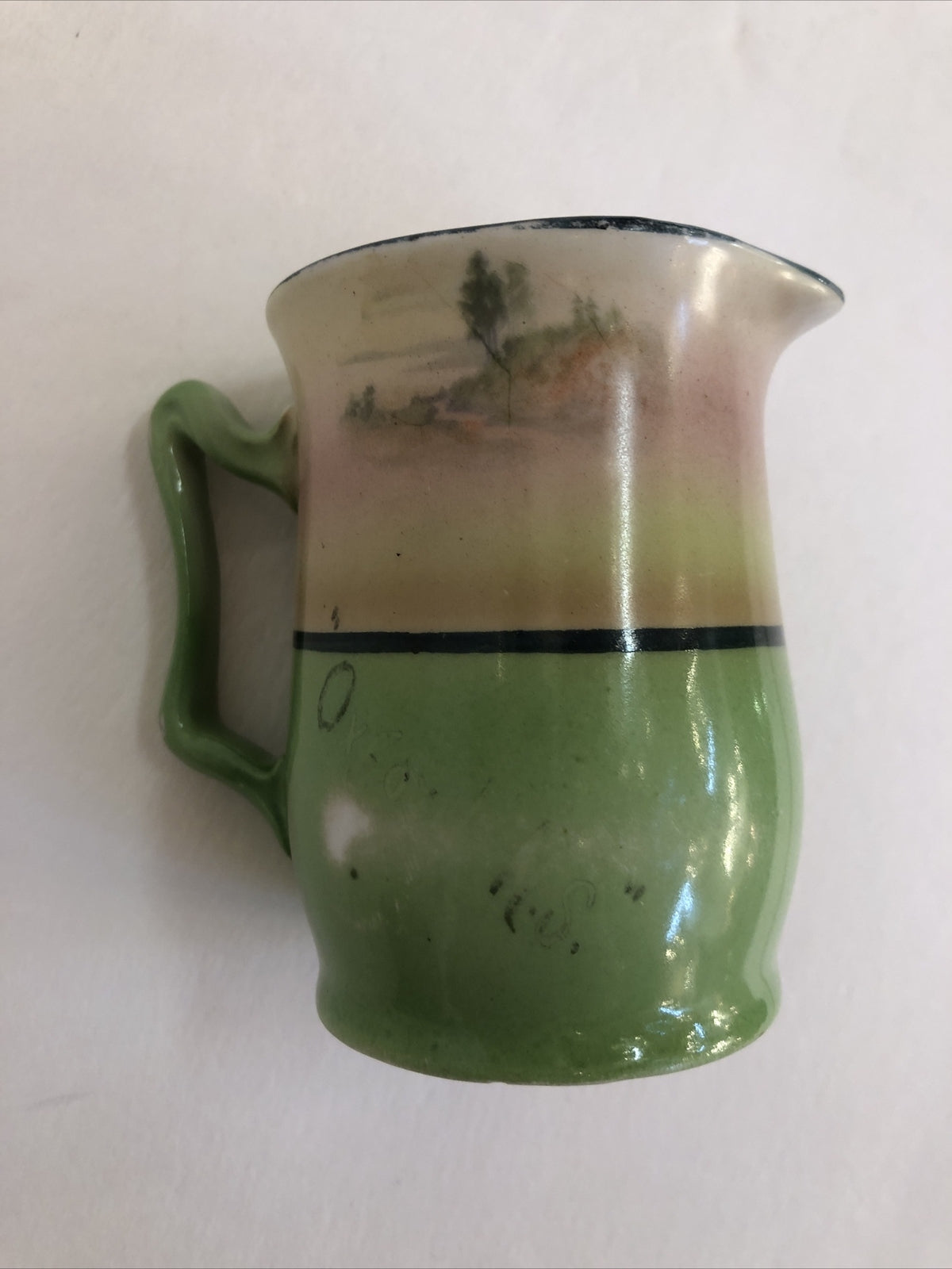 Royal Bayreuth PT  1794 Creamer Green Carriage and Horses 3-1/2” German Pitcher