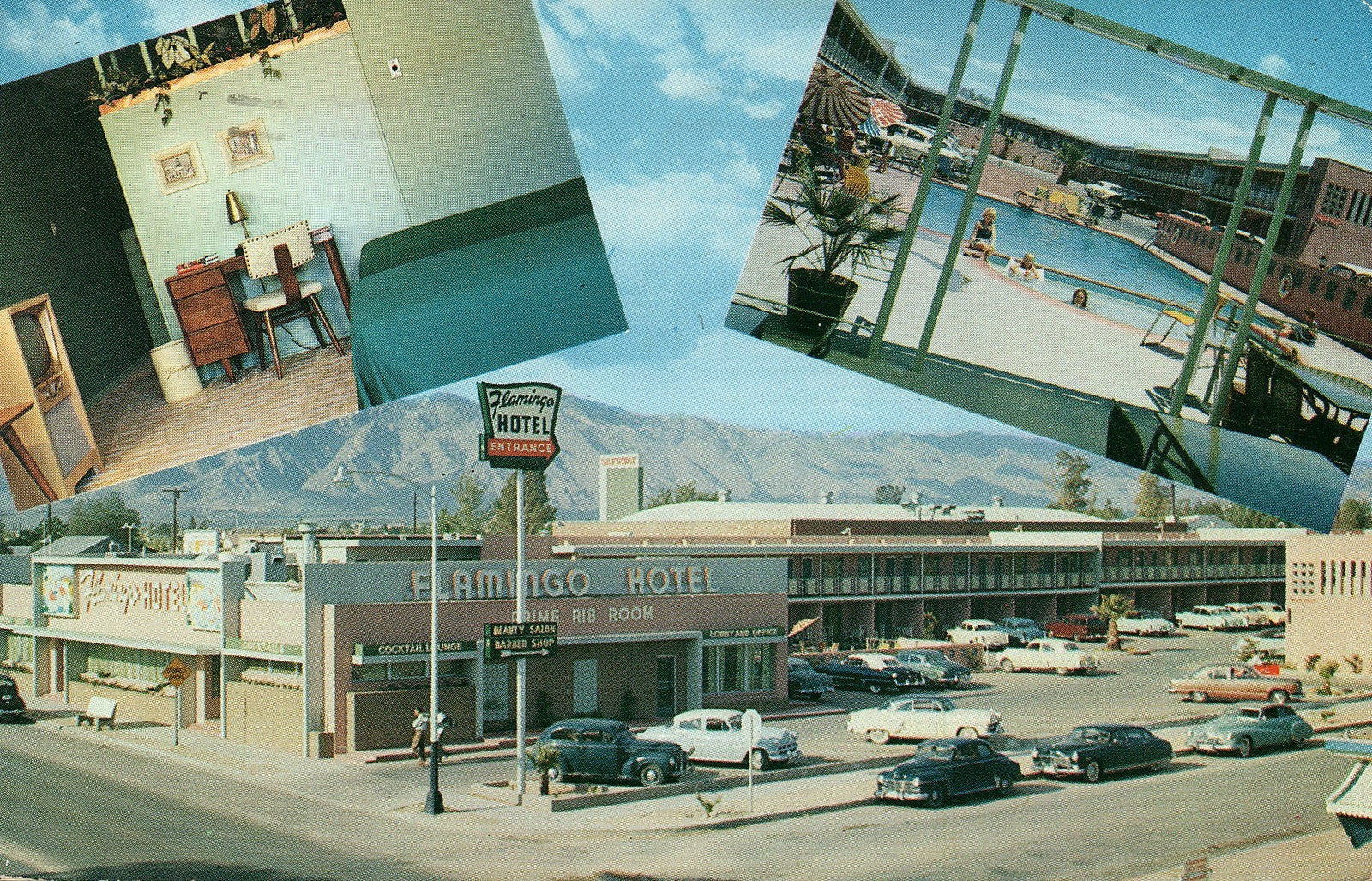 Flamingo Hotel Tucson Arizona Motor Hotel 3 View Postcard