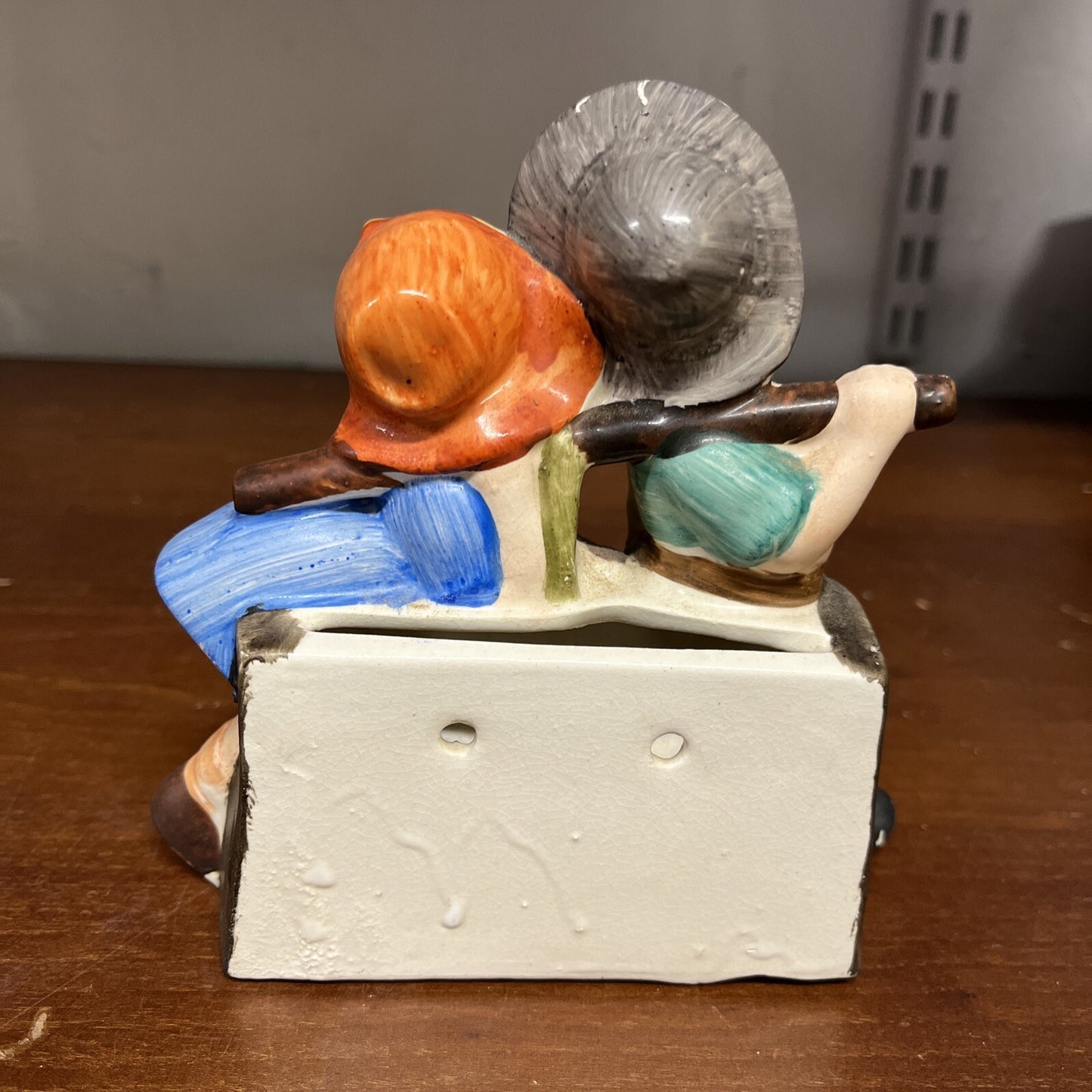 Vintage  Porcelain Wall Pocket  Boy & Girl Ceramic Old Japanese Figurine Kids