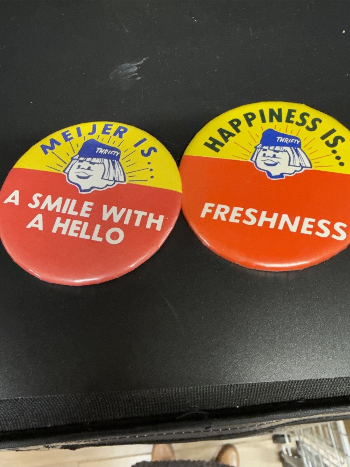 Lot of 10 Meijer Thrifty Acres Vintage Pin Pinbacks Grand Rapids Greenville MI