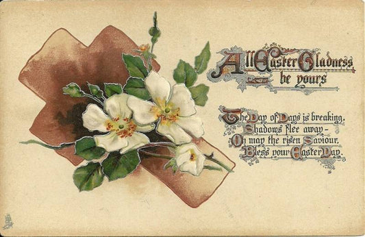 Tuck White Flower Easter Postcard Greeting Series 3614