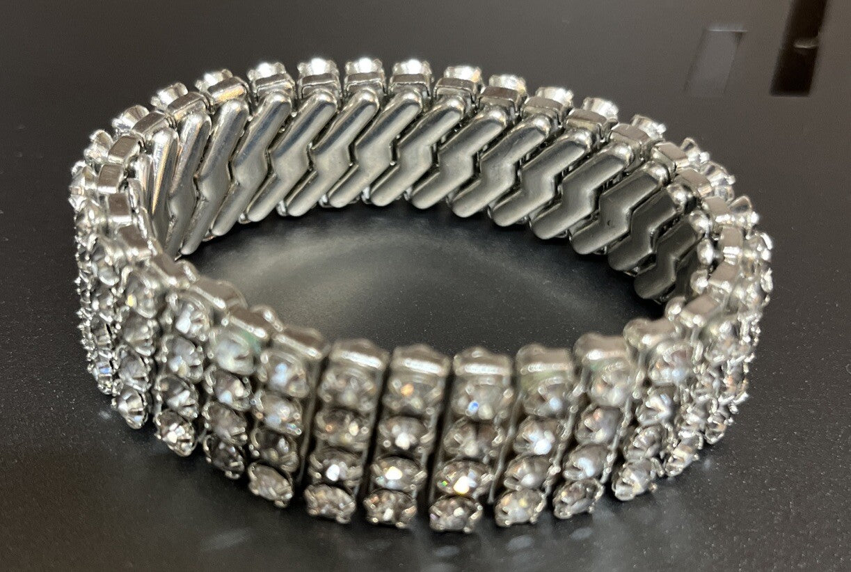Vintage 1950’s New York Expandable Rhinestone Bracelet Made in British Hong Kong