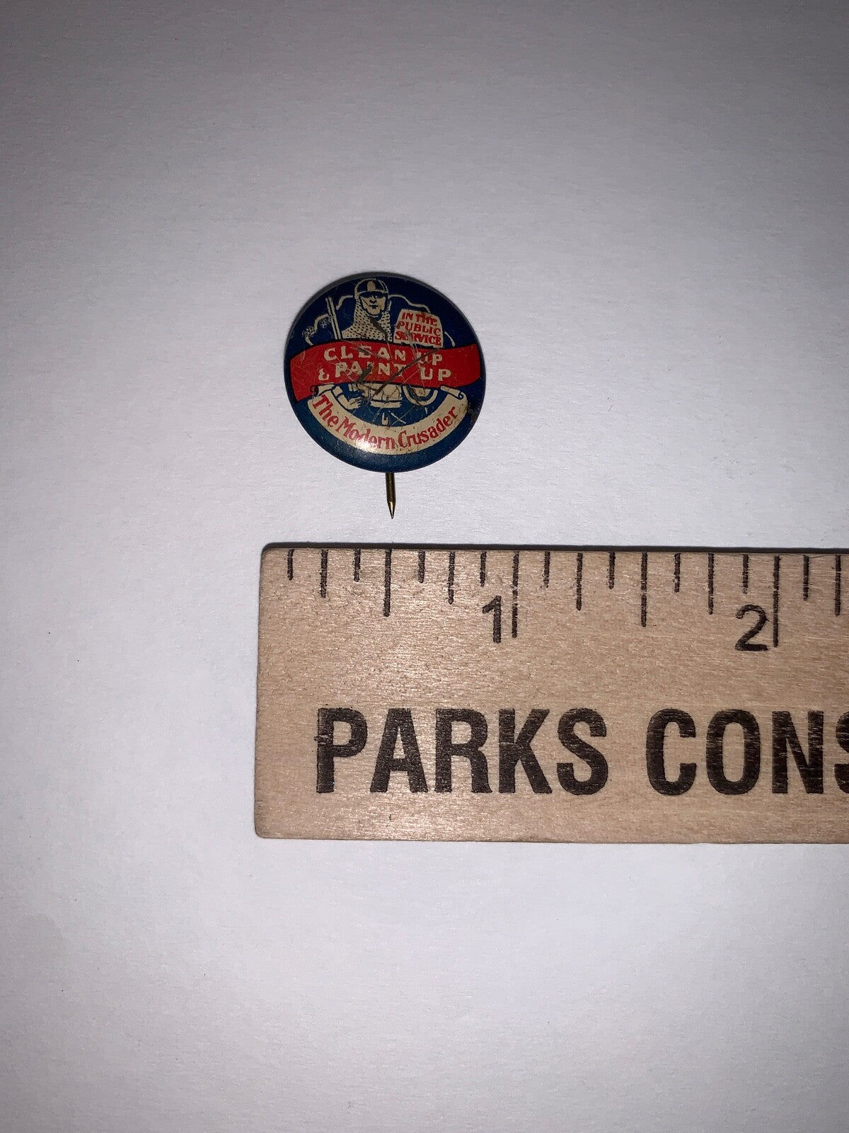 Vintage The Modern Crusader Clean Up & Paint Up 7/8" Litho Pinback
