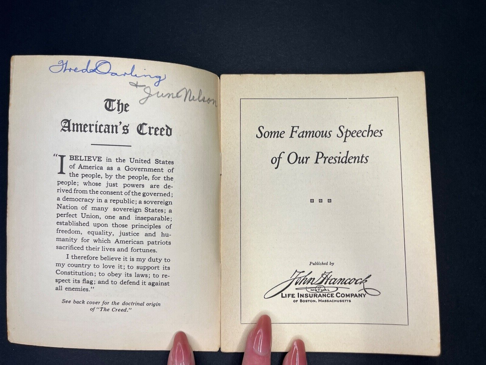 Vintage "Famous Speeches of our Presidents" John Hancock Life Insurance Ad Book