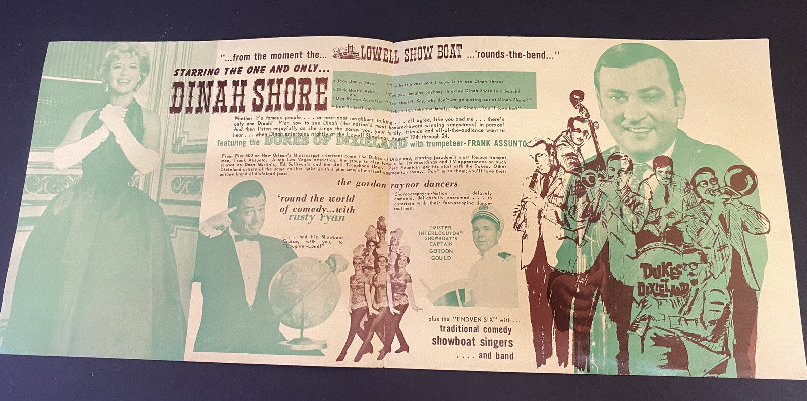 1968 Dinah Shore Lowell Showboat Mi Michigan brochure