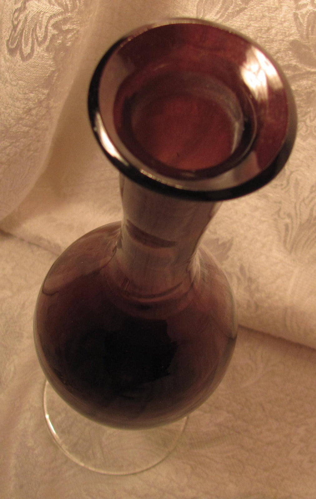 20" Italian Empoli Purple  Amethyst Glass Decanter  Vase Genie Bottle