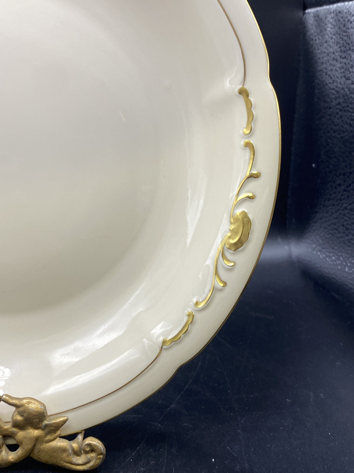 RARE Waldershof Bavaria Germany 9" Salad Plate Bowl Cream with Gold Design