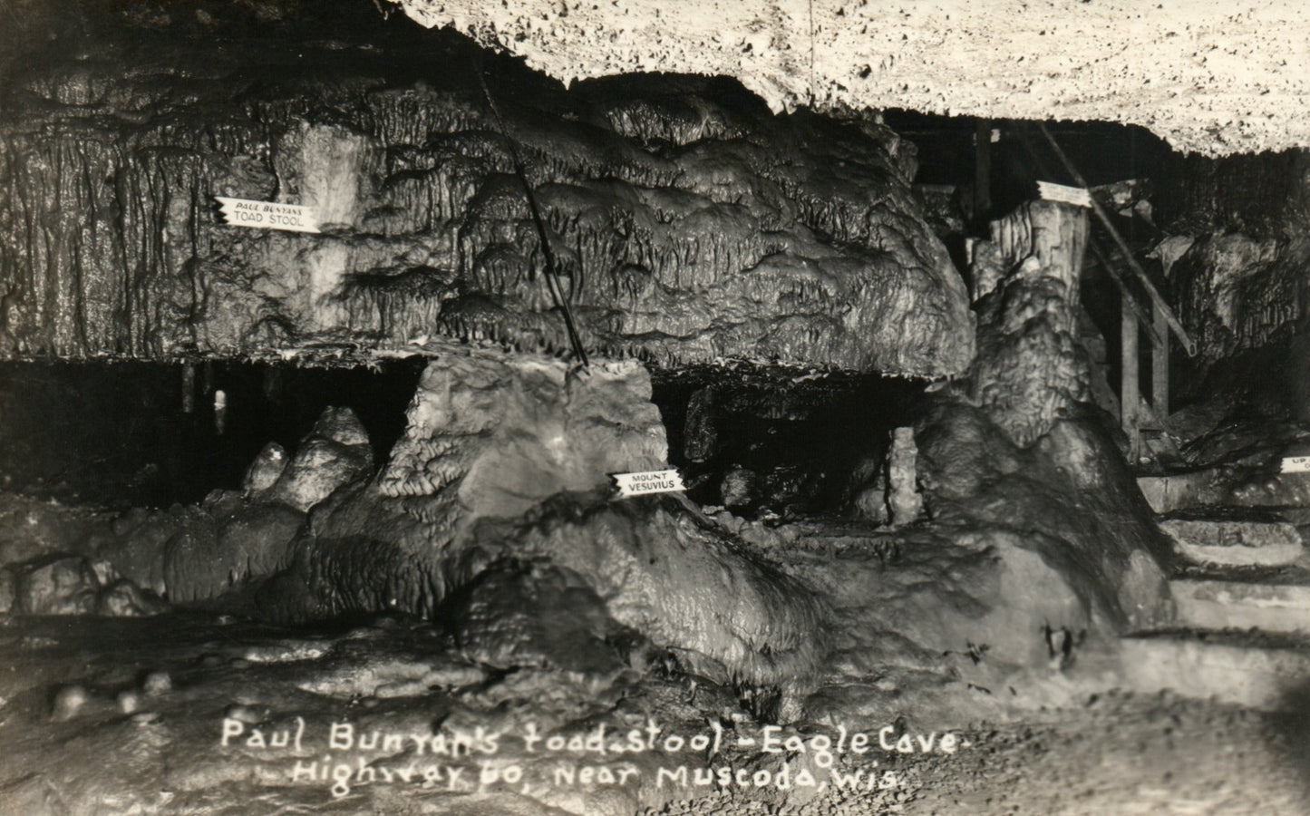 Real Photo Paul Bunyans Toad Stool Eagle Cave Muscoda WI Wisconsin Postcard