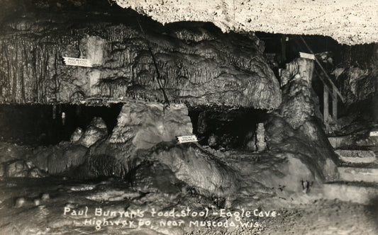 Real Photo Paul Bunyans Toad Stool Eagle Cave Muscoda WI Wisconsin Postcard