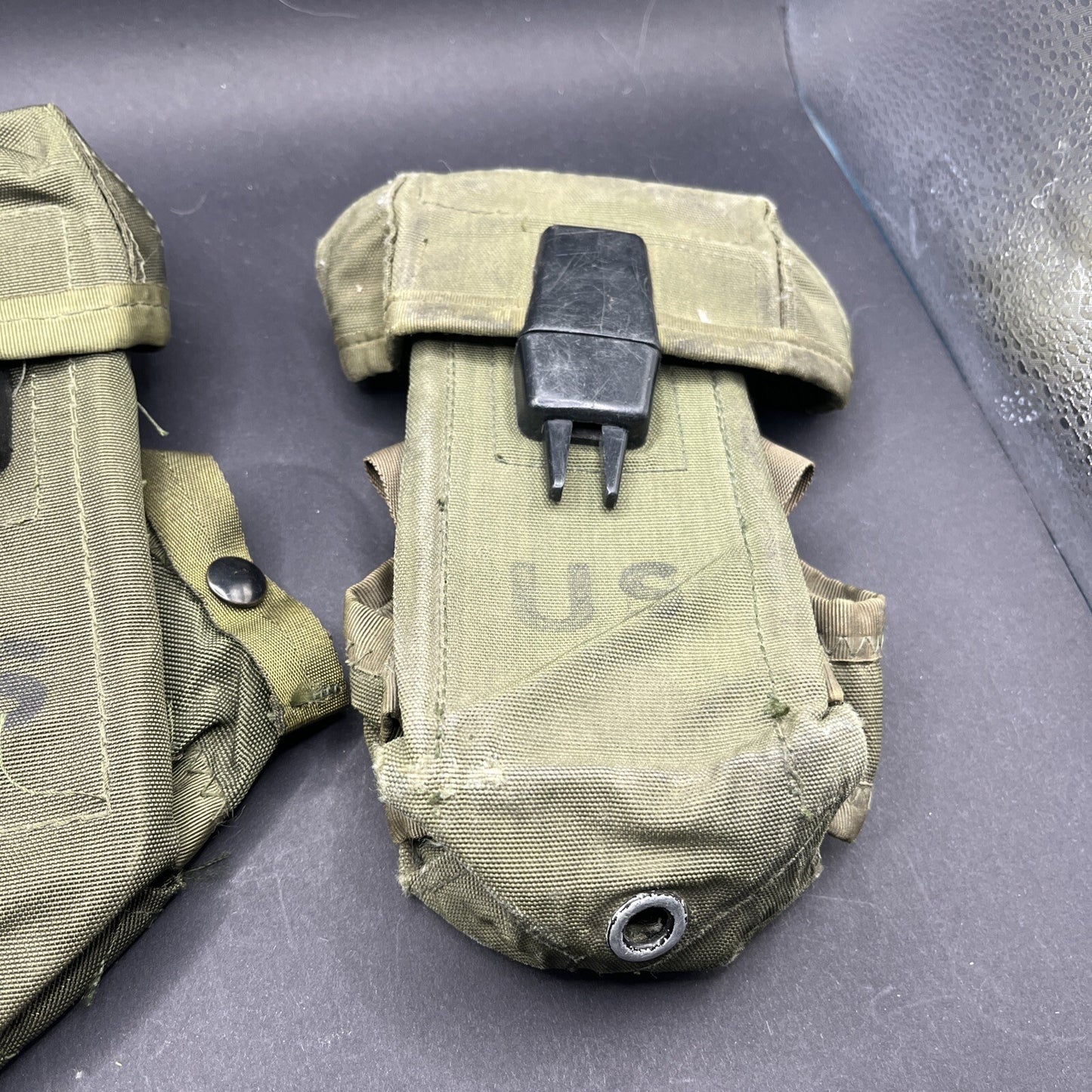 US Military Ammo Pouch Case Small Arms Canvas w/ Alice Clips Lot Of 2