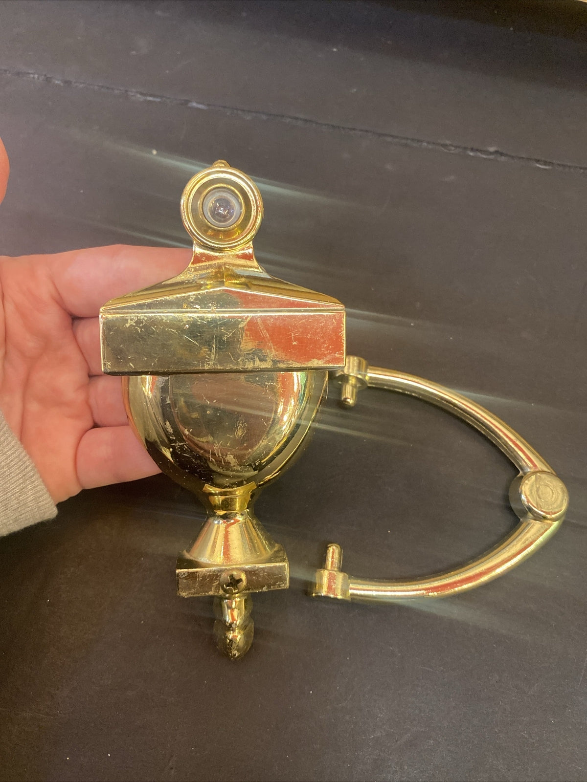 Vintage Sold Brass Door Knocker with peephole