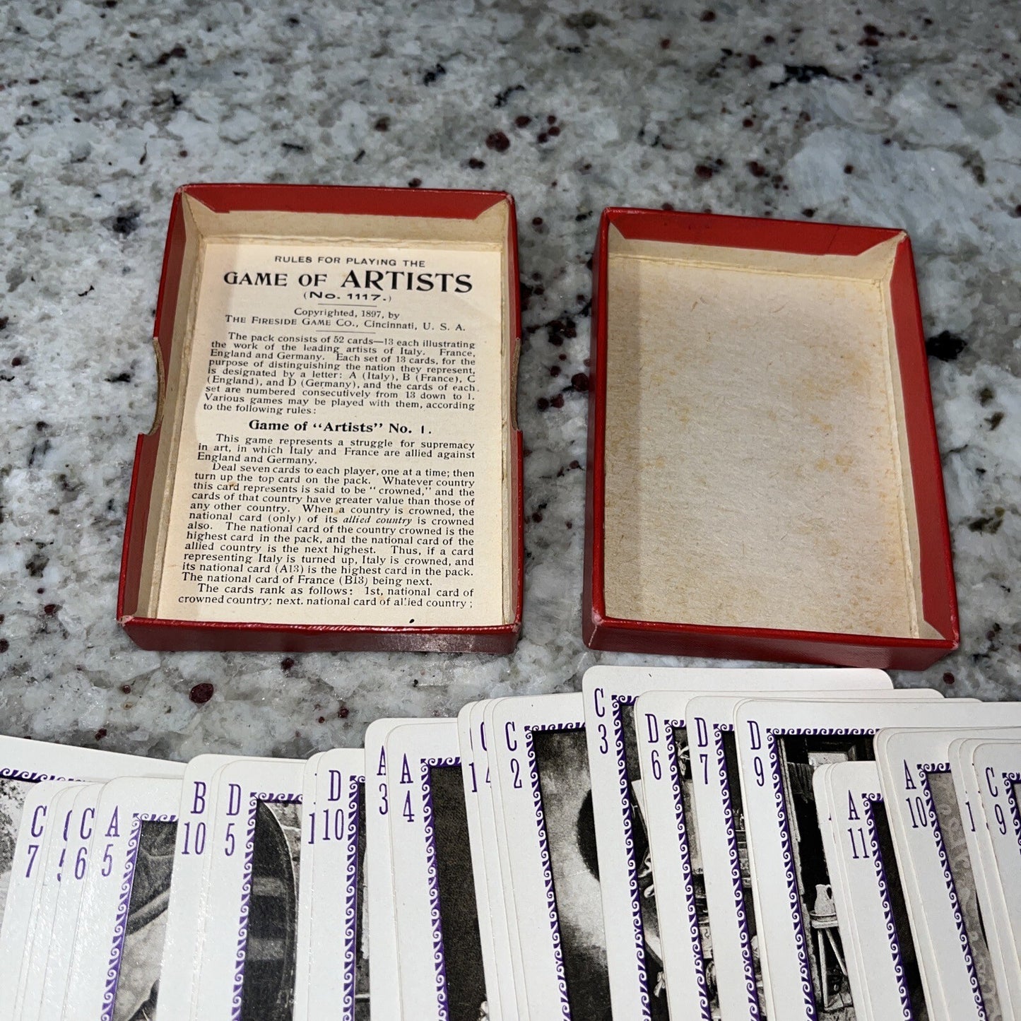 Game Of Artist The Fireside Game Co. 1897 Antique With Instructions #1117