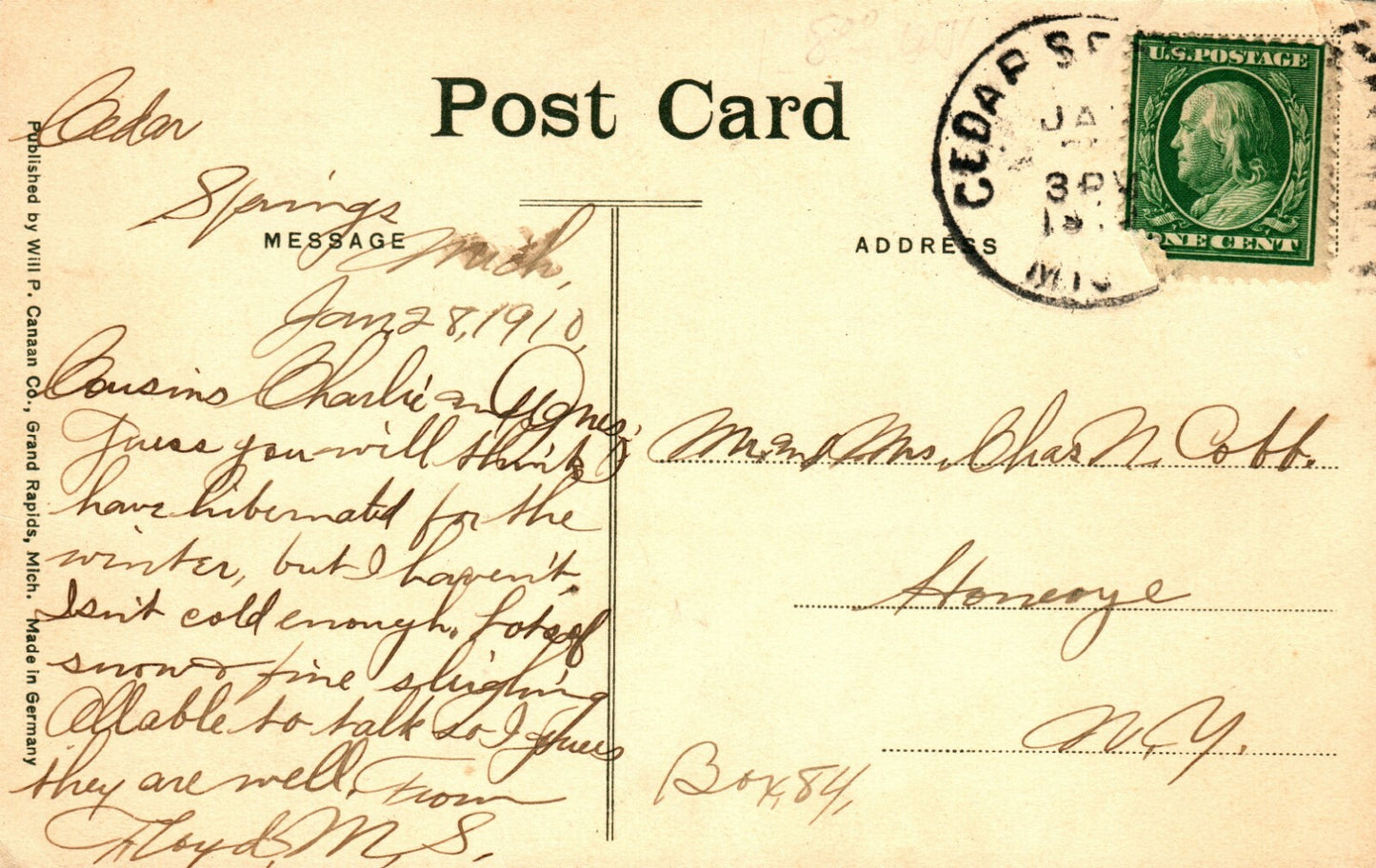 People Walking Down the Street in Ceder Springs Mich Michigan MI