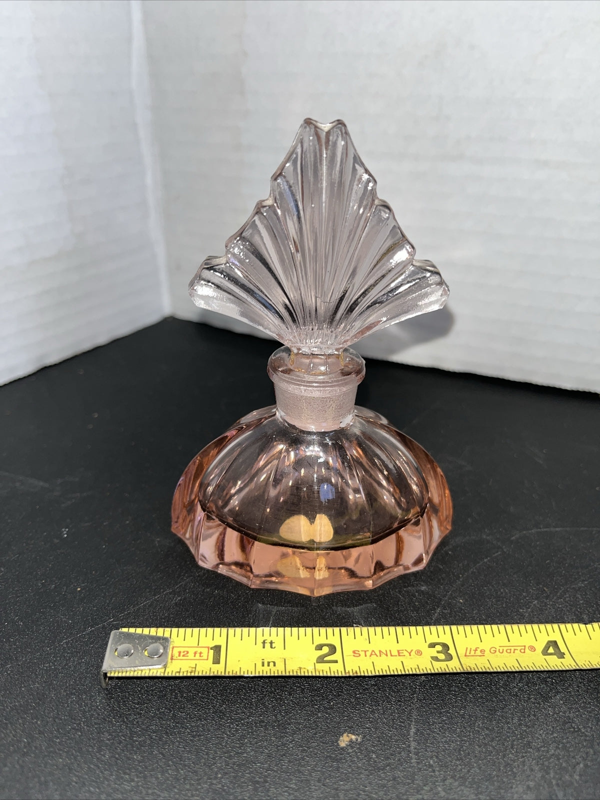 Vtg Art Deco Pink Faceted Glass Perfume Bottle Crystal Stopper Made In Austria