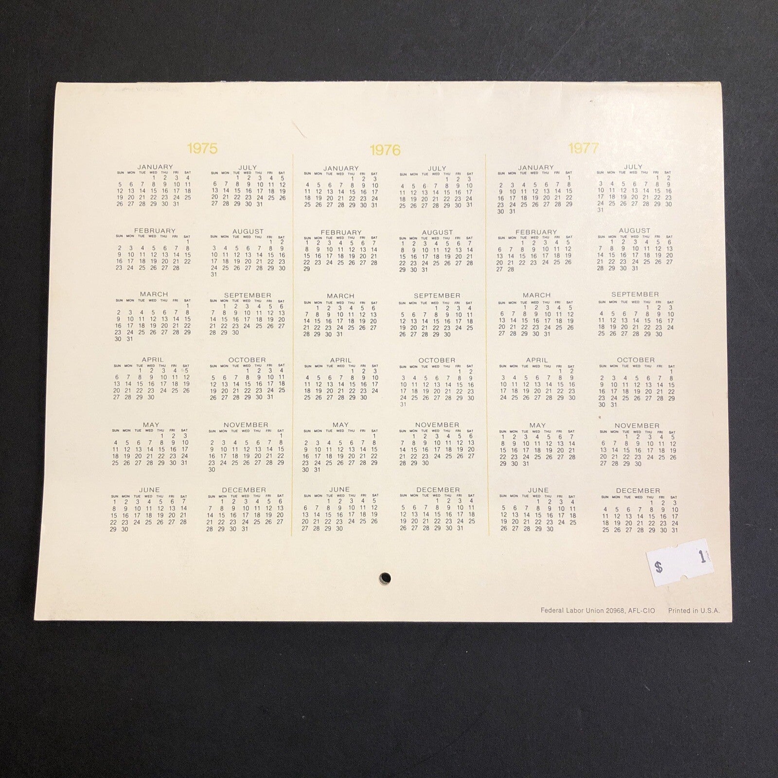 1976 Flowers by Olde English White House Bicentennial Advertising Calendar