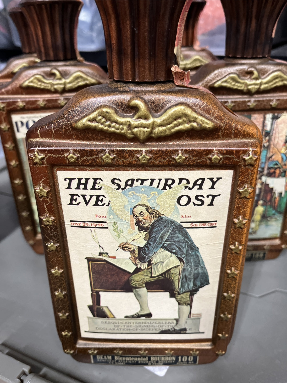 VTG Jim Beam Decanter 1976 Bicentennial Limited Edition Series Rockwell Lot Of 6