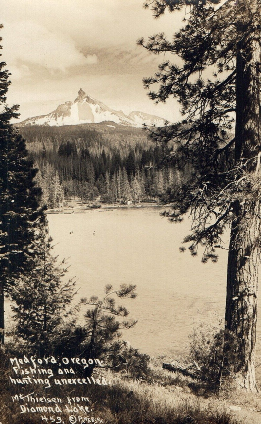 Mt Thielsen Diamond Lake Medford Oregon OR Real Photo Post Card RPPC Patterson