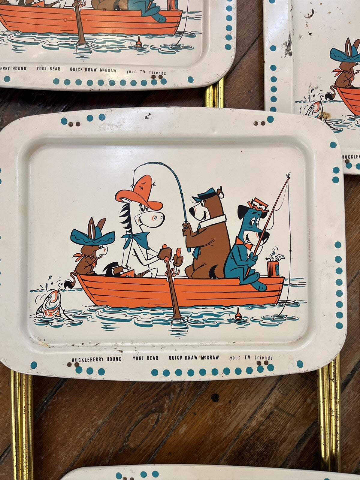 Vintage 5 Huckleberry Hound, Yogi Bear, Quick Draw McGraw & TV Friends TV Tray's