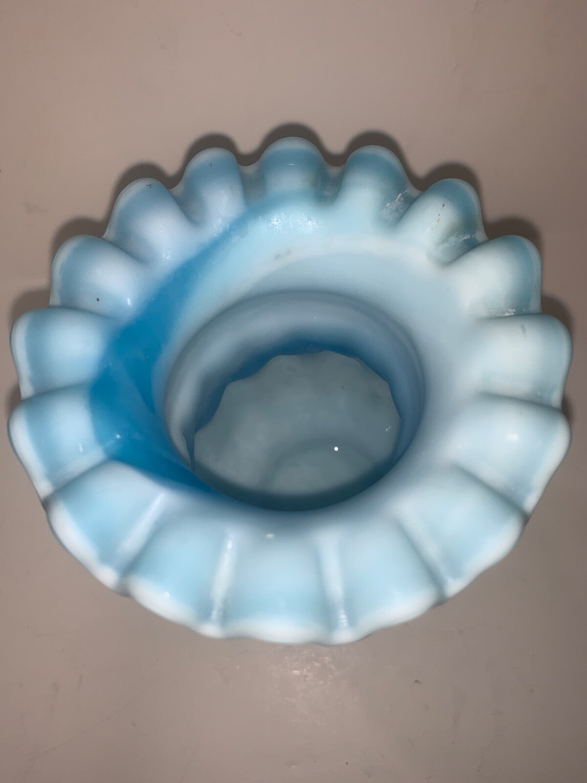 Riffle Trim Blue & White Drizzle Beautiful Fenton Vase