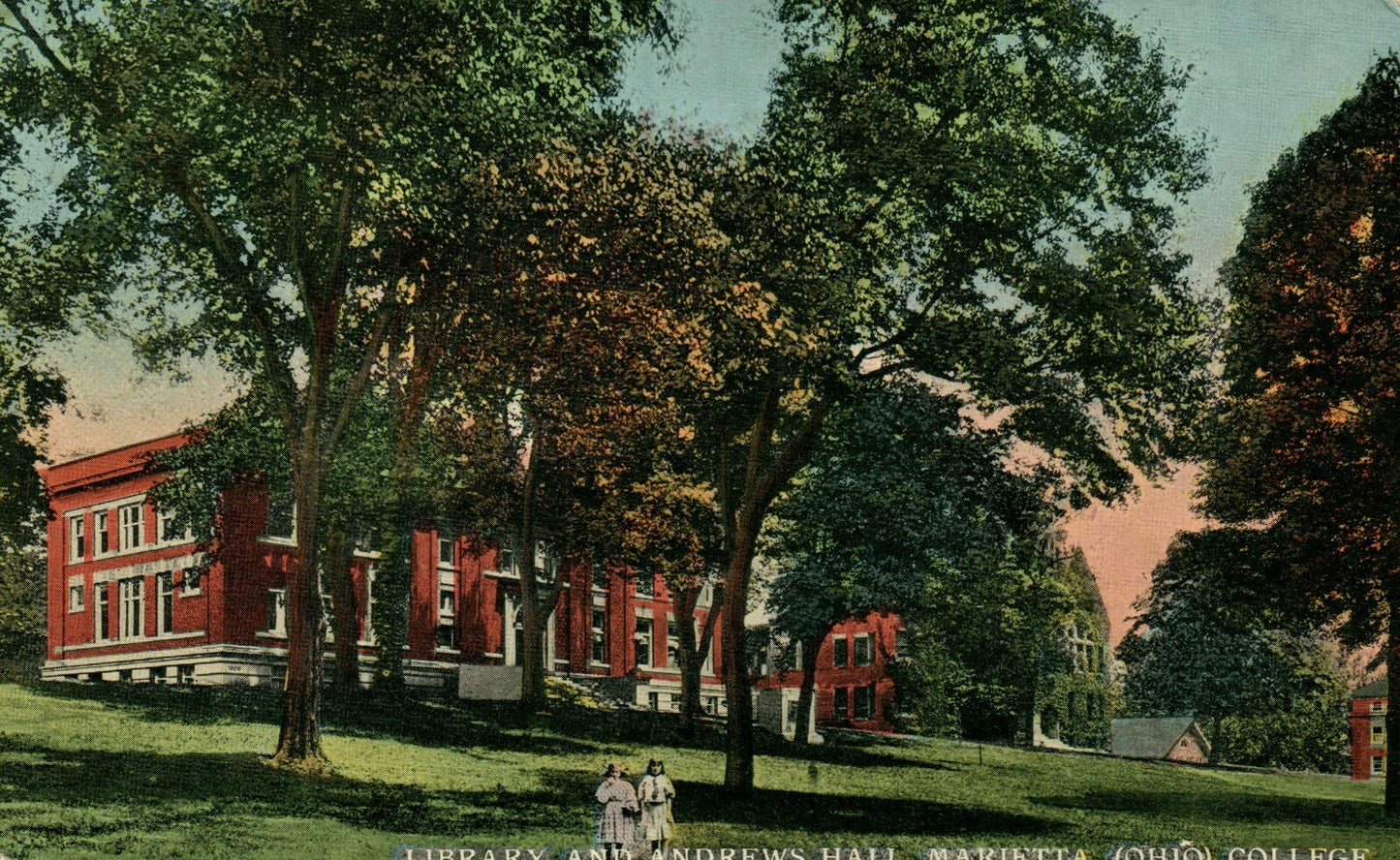1916 Library and Andrews Hall Marietta  College OHIO OH Postcard