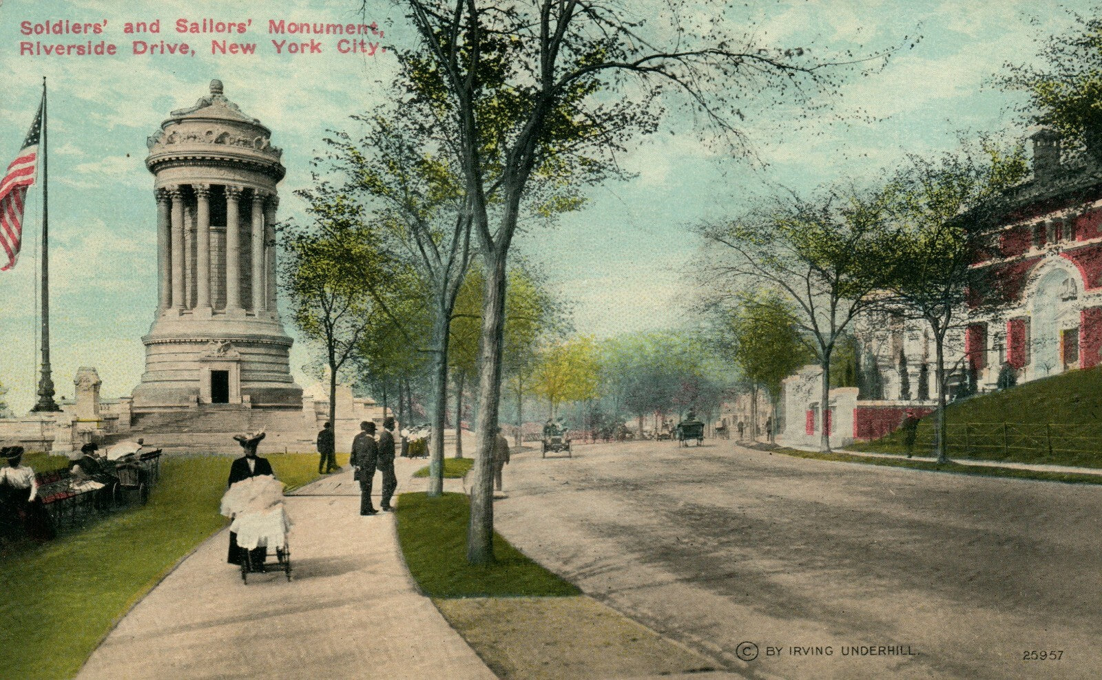 Soldiers and Sailors Monument Riverside Drive Street View New York City Postcard