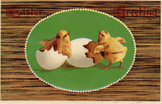 Gel Chick Hatching Green Easter Chick Greeting Postcard