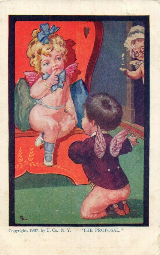 539 Cupid Proposing To Girl Cupid Valentines Postcard