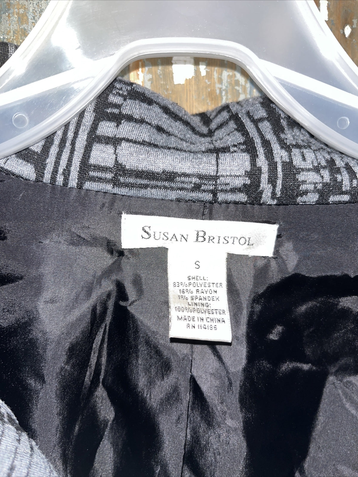 Vintage Susan Bristol Blazer Jacket Womens S Black/Gray 4 Snaps Business