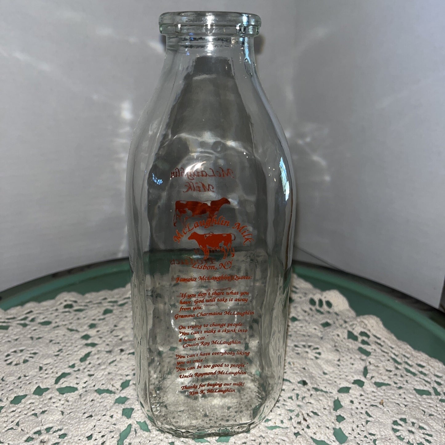 McLaughlin Milk Dairy 4th edition Lisbon NY New York one quart 1 qt milk bottle