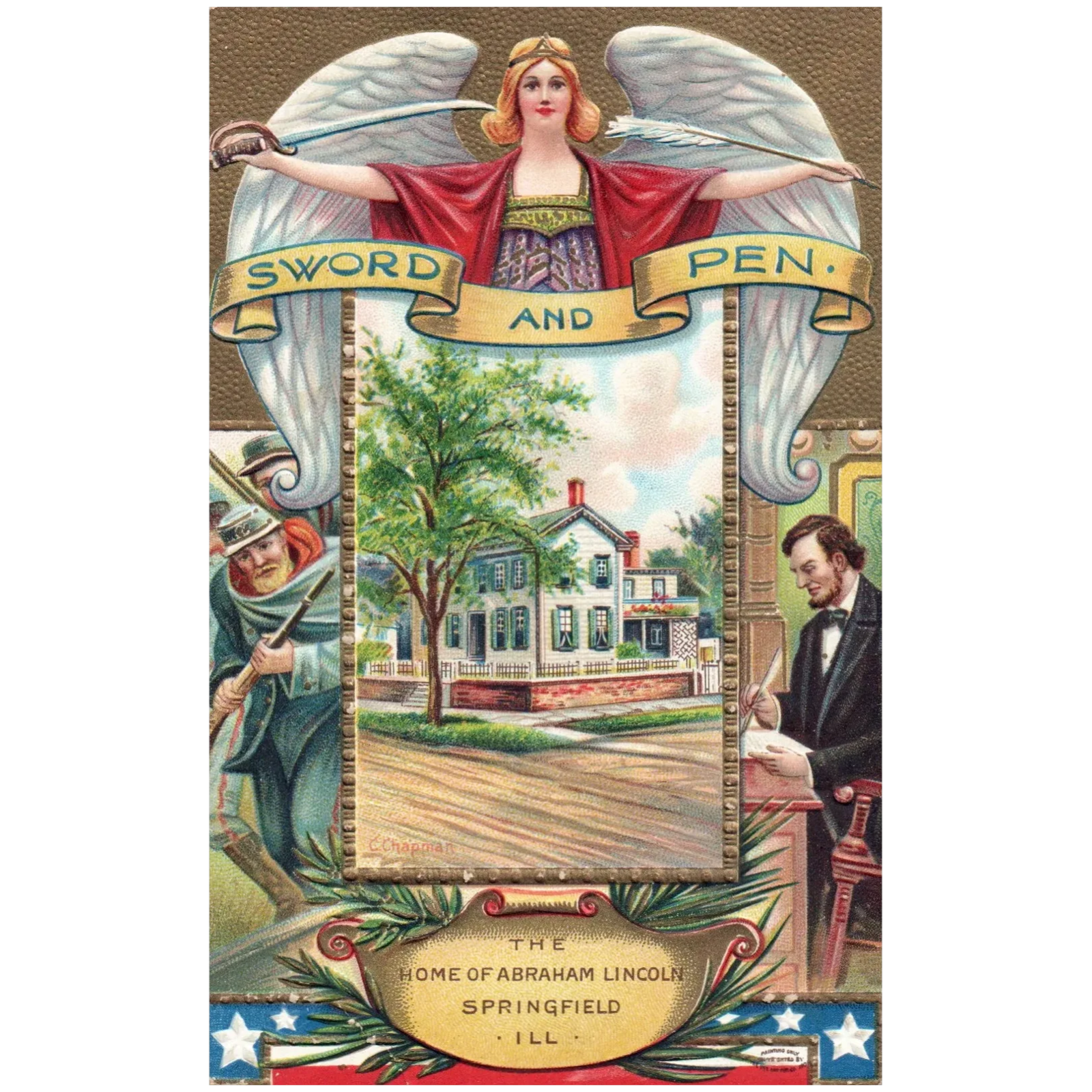 The Home of Abraham Lincoln in Springfield Illinois Lincoln's Home Postcard