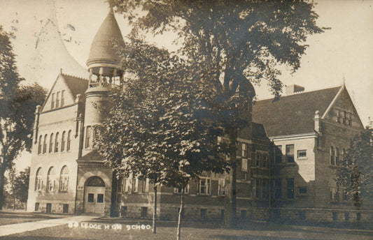 1908 Real photo Grand Ledge High School Grand Ledge Michigan MI Postcard