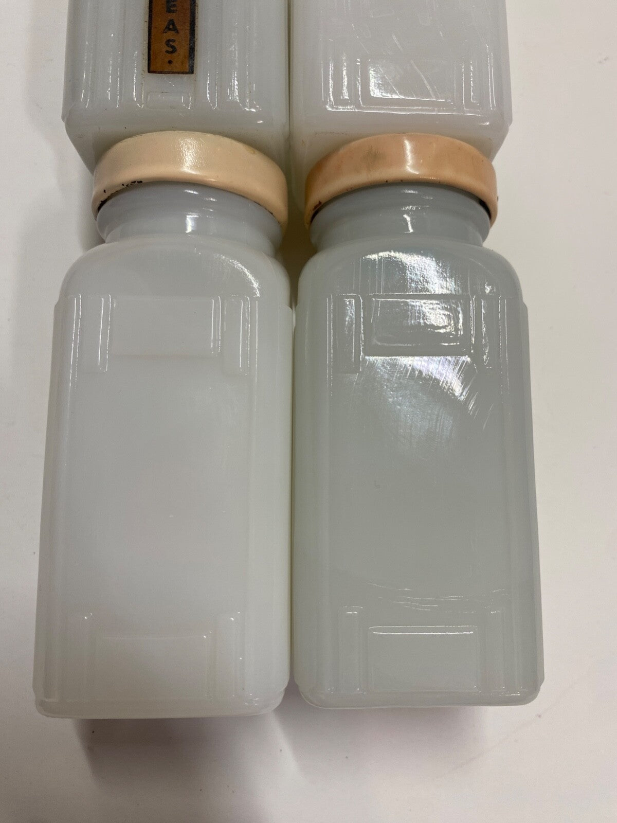 Vintage Griffith's Mid-Century Milk Glass Spice Jar Set of 4 pink Lid