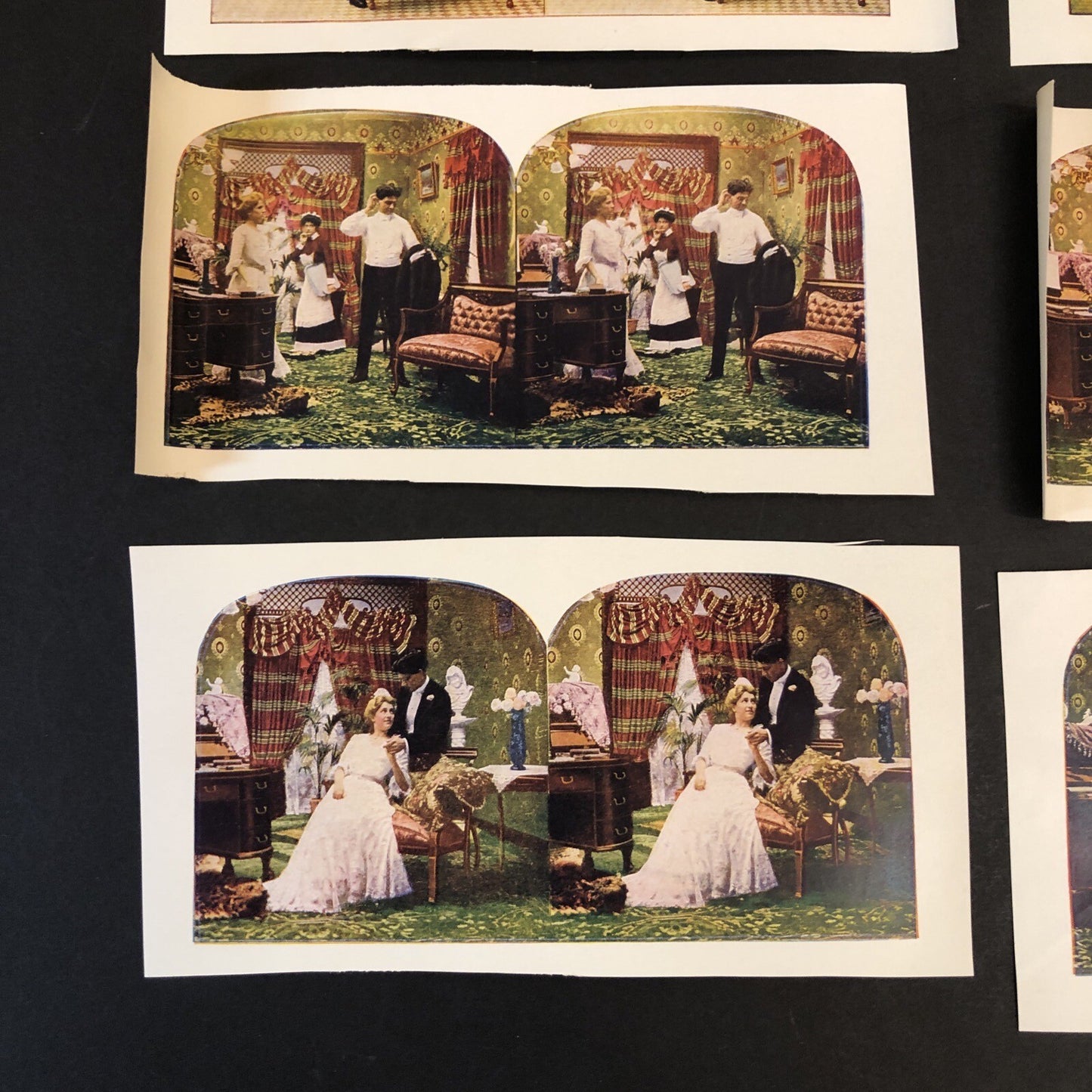 Stereo View Paper Cards Naughty Man & Maid Black Americana Lot of 12
