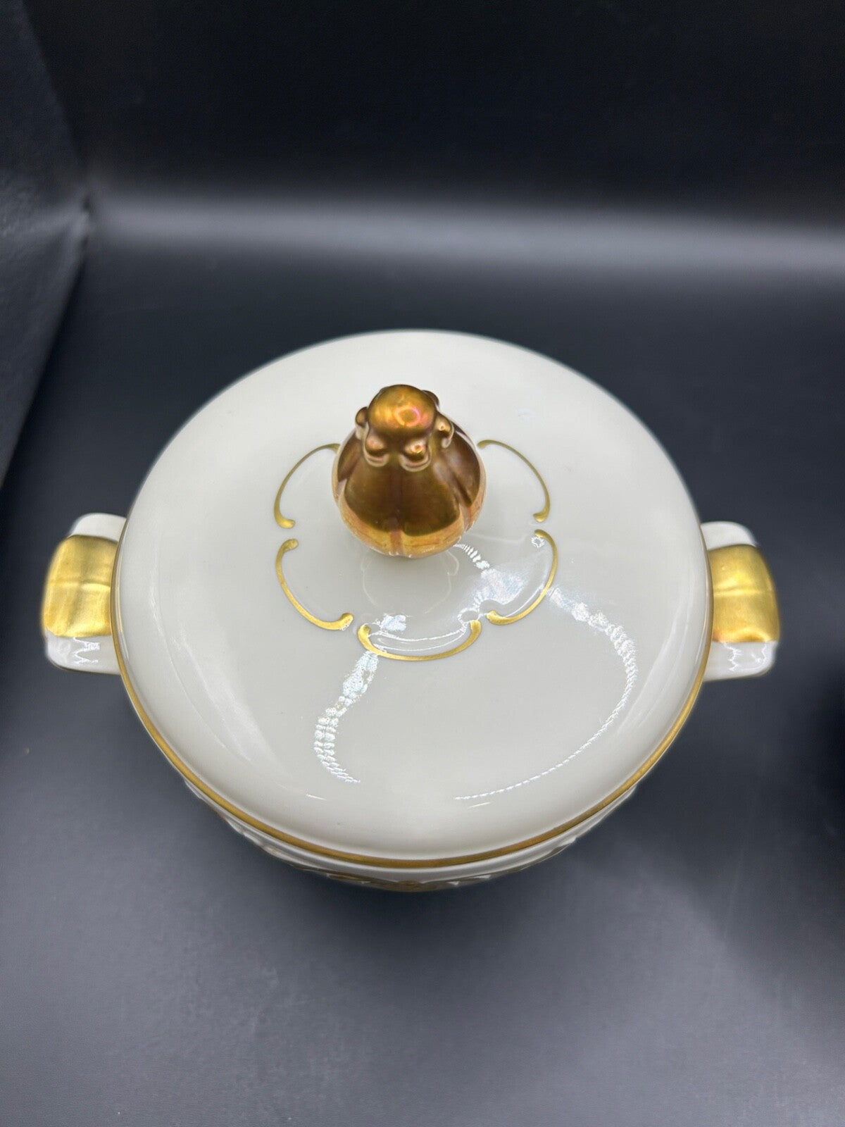 RARE Waldershof Bavaria Germany Sugar and Creamer with Gold Rim