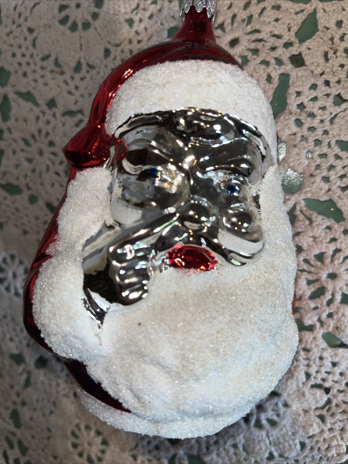 Vintage Santa Mercury Glass Christmas Ornament