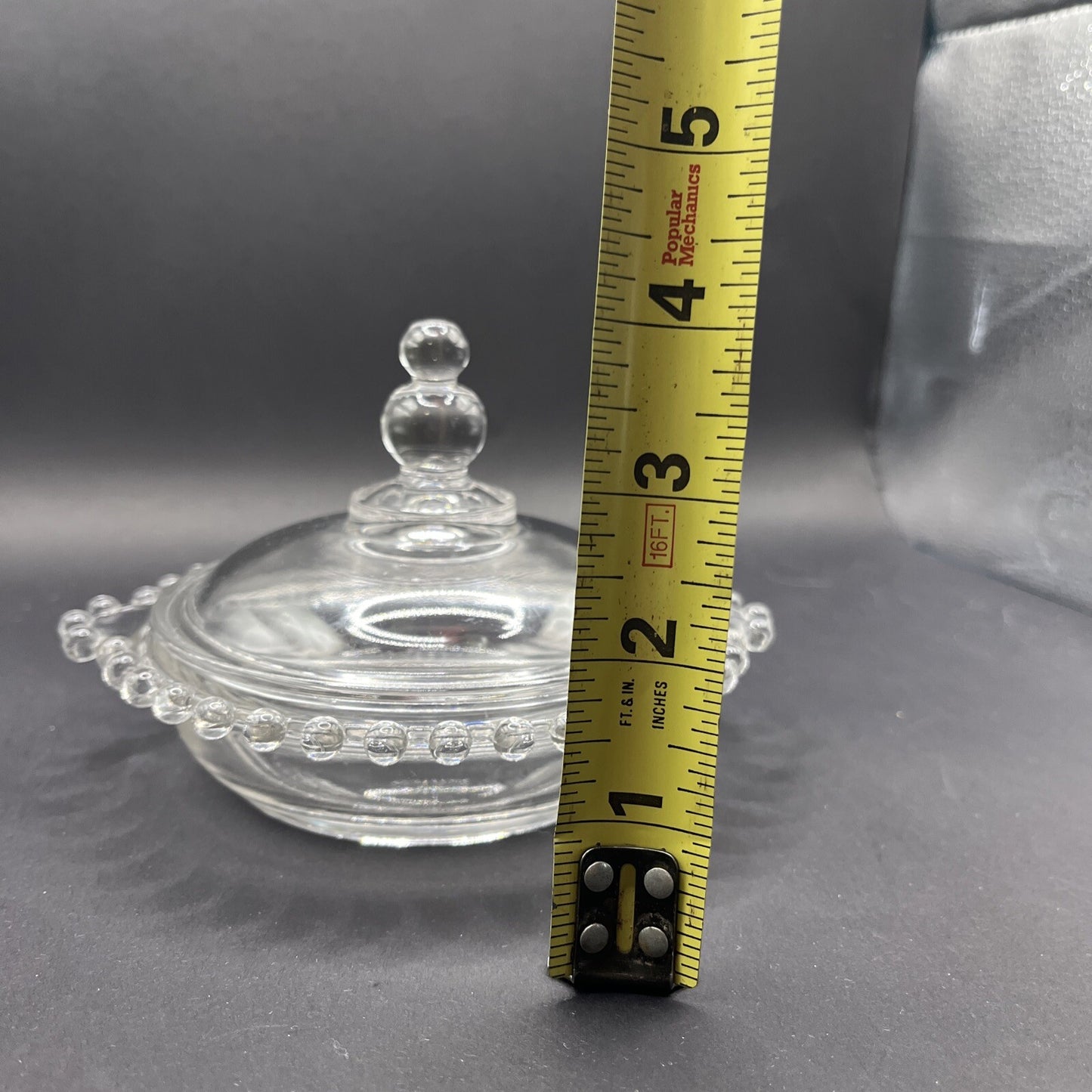 Candlewick Lidded Double Handle Clear Glass Jar Imperial Glass