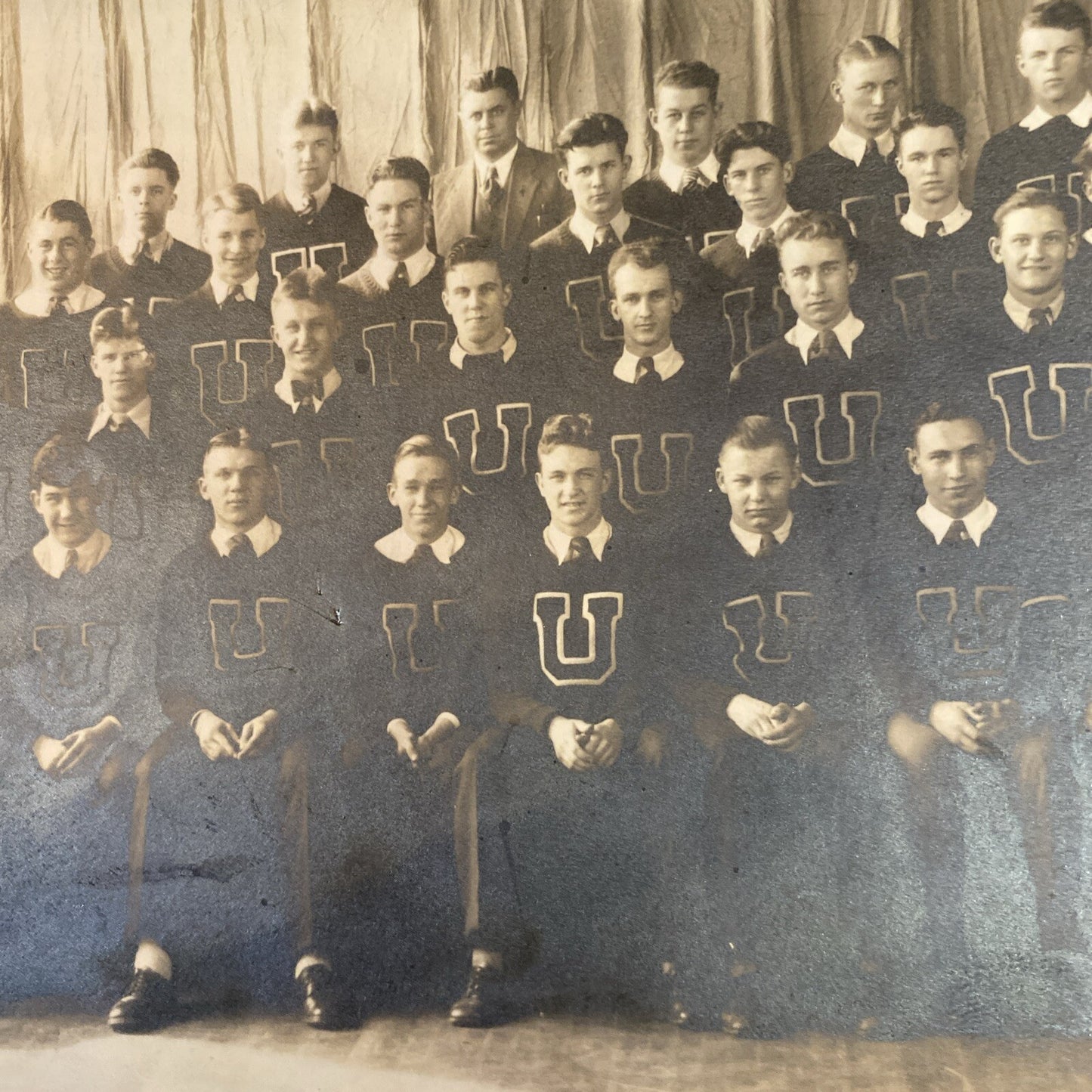 1930 Real Photo Union High School Grand Rapids Michigan  MI Athlete Photograph