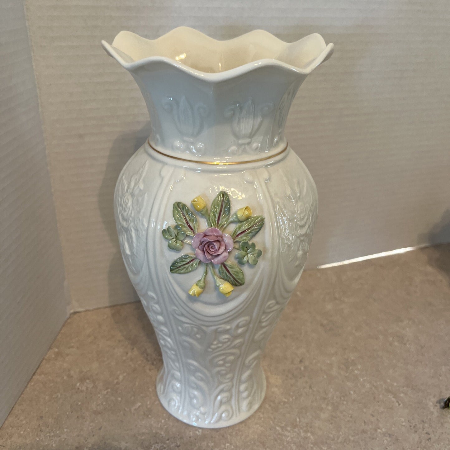 Belleek Romantic Rose Vase