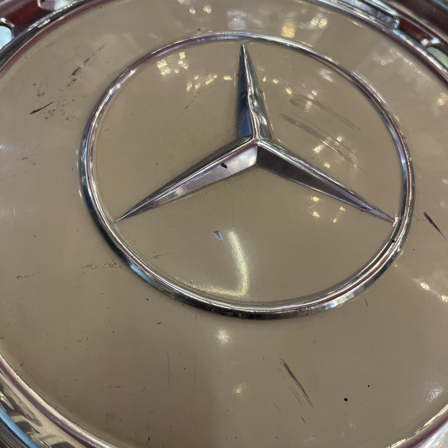 2 Mercedes Benz W108 to W123 Original Vintage Wheel 15" Hub Cap White OEM