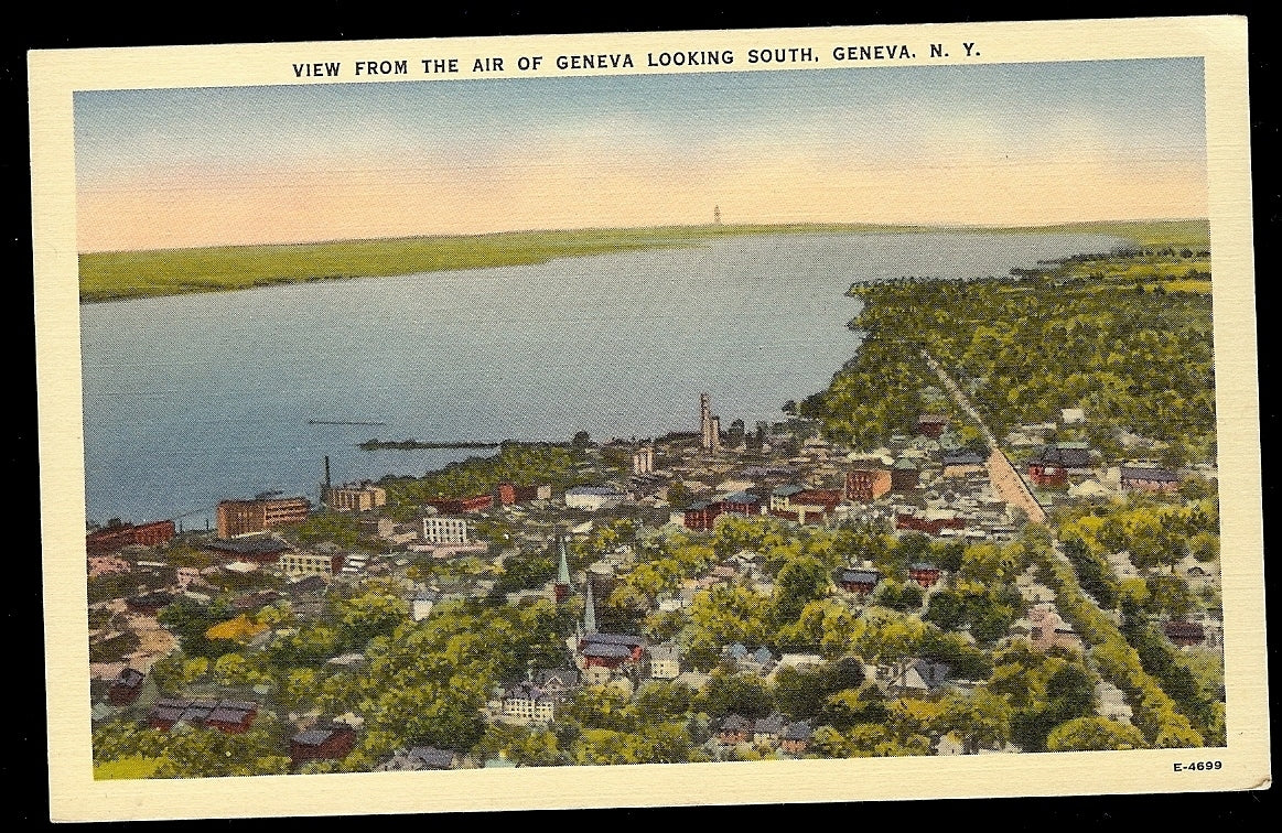 Aerial Geneva looking South New York NY Postcard