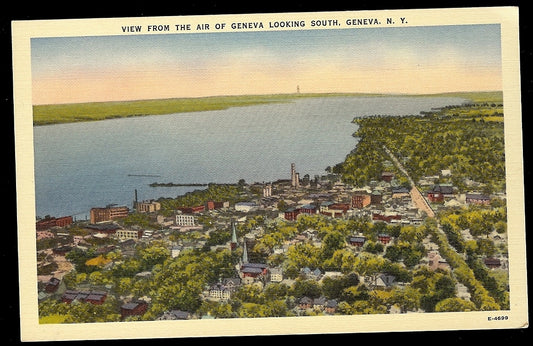 Aerial Geneva looking South New York NY Postcard