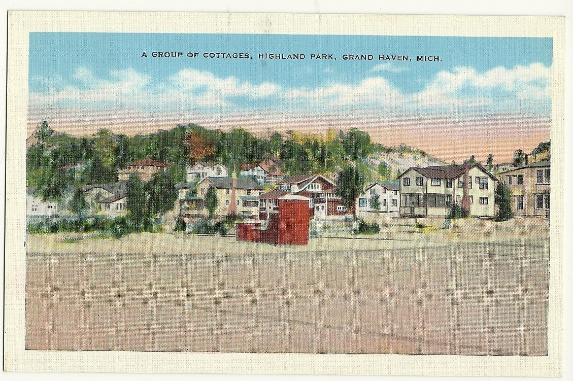 Group of Cottages Highland Park Grand Haven MI Michigan Postcard