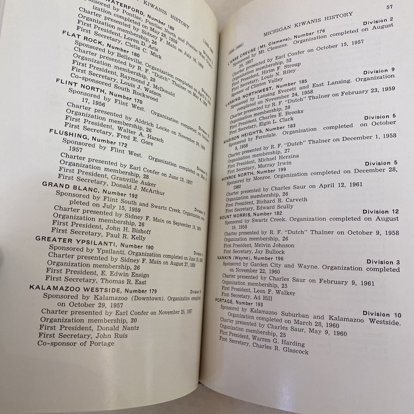A History of Kiwanis in Michigan 1950-1960  (1964) by  Richard Wysong