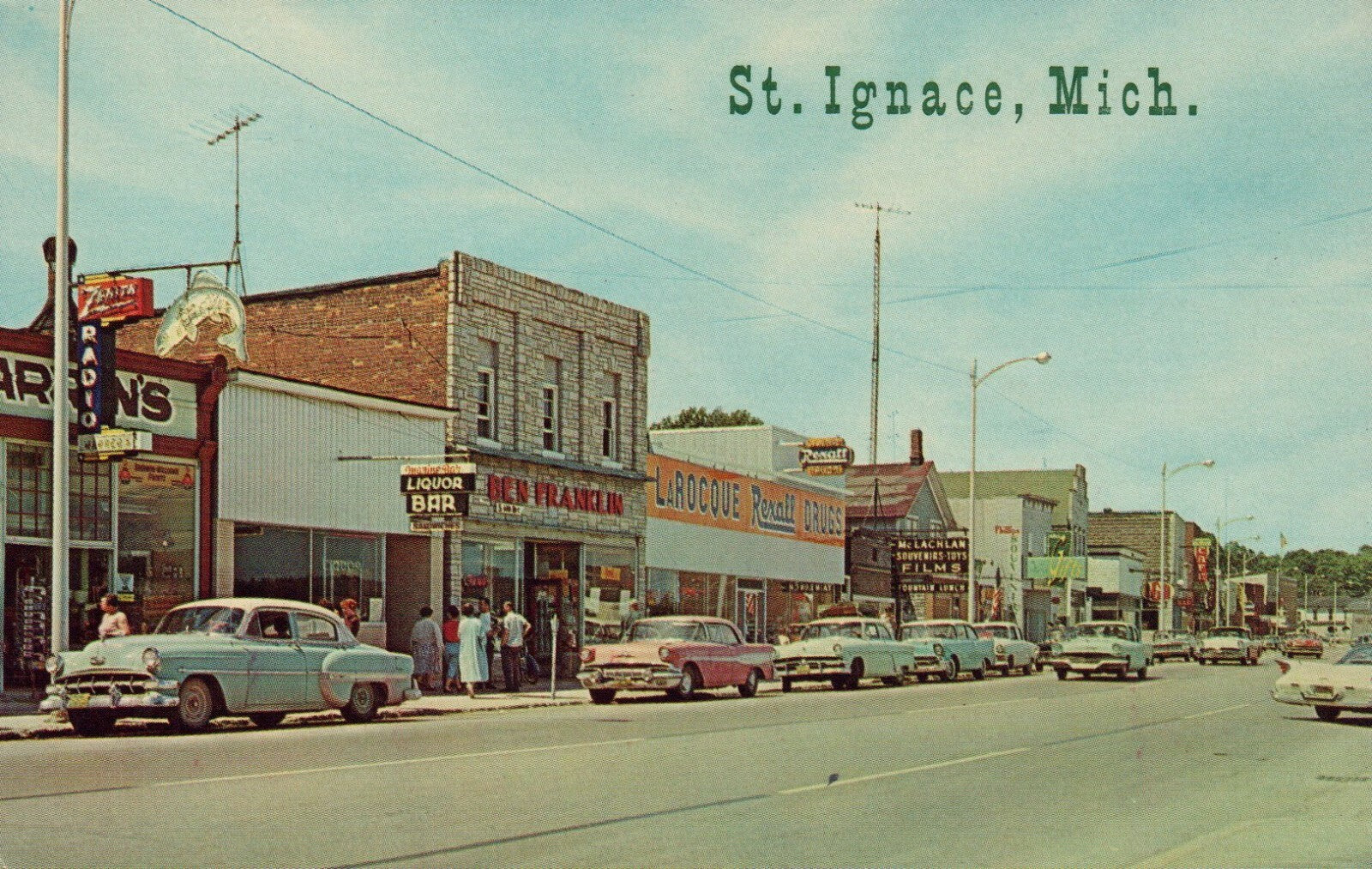 State Street St. Ignace Michigan Mich MI Postcard