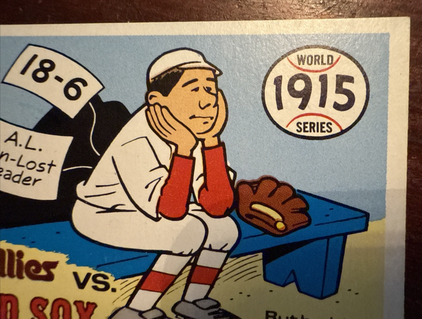1970 Fleer World # 12 Phillies Vs Red Sox 1915 Ruth Rides Bench Baseball Card