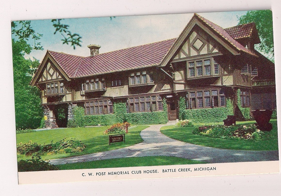 CW Post Memorial Club House Battle Creek MI Michigan Mich  Postcard