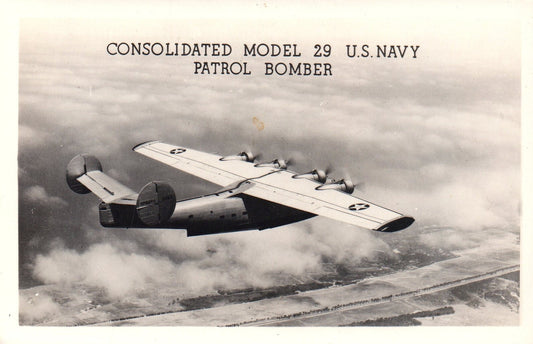 Consolidated Model 29 US Navy Patrol Bomber Vintage Airplane Real Photo Postcard