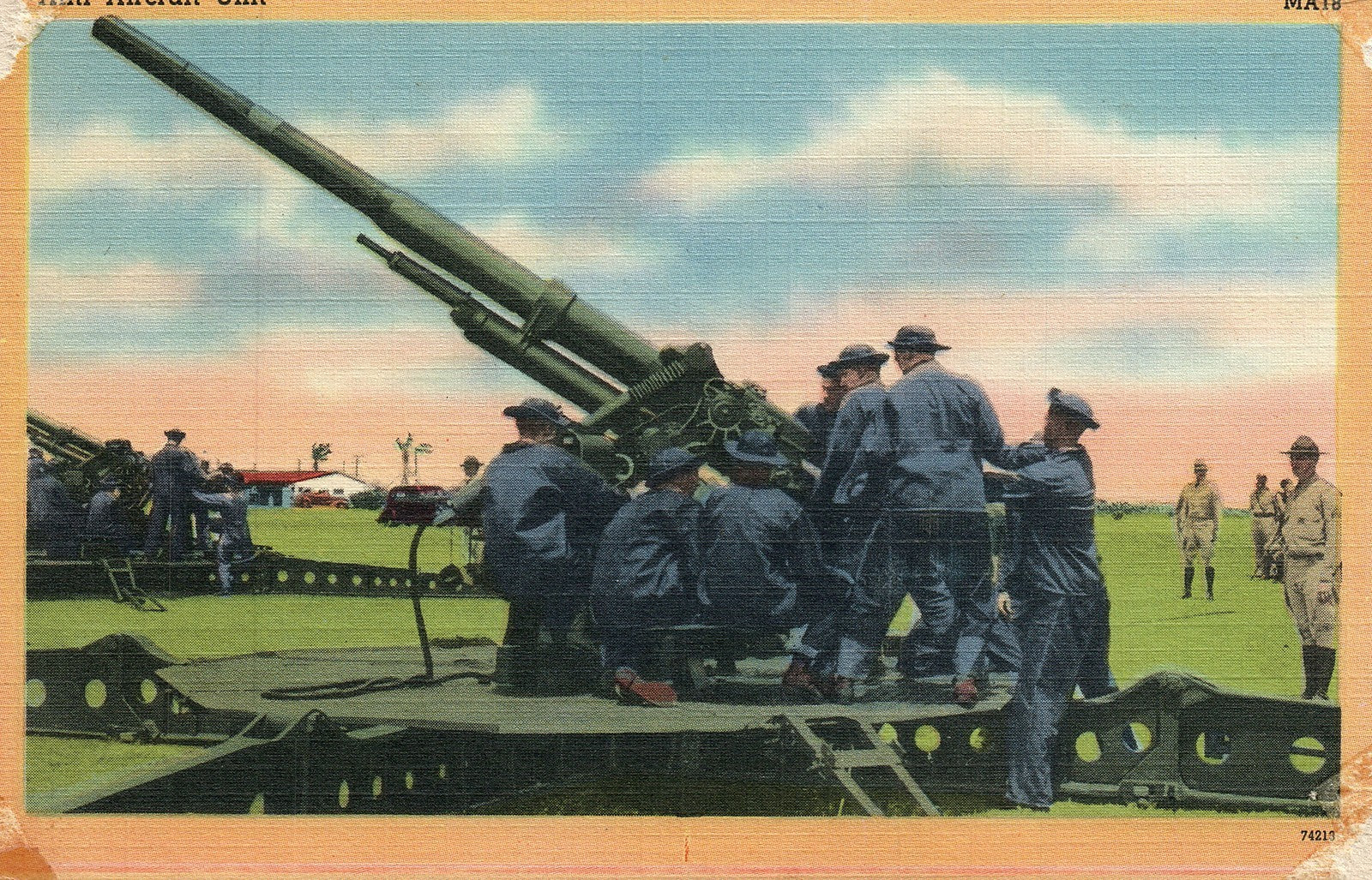 Anti Aircraft Unit Gunners Guns WWII Military Militaria  Postcard MA18