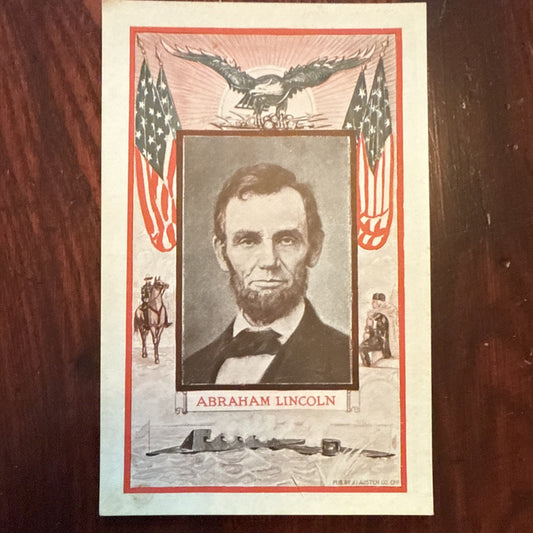 Abraham Lincoln by J I Austen Postcard Eagle & Flags c1910's *Scarce