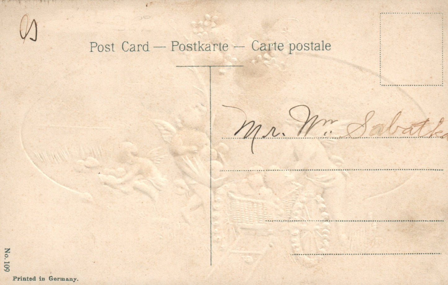 Cupids Carrying Hearts To A Basket on Wagon by Lake No 109 Valentine Postcard